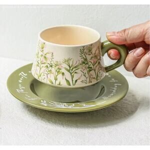 MDZF Sweet Home Lily Wind Chime Ceramic coffee tea cup set saucer floral NIB